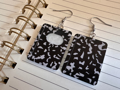 Notebook Earrings: Laser Cut Acrylic Writer Earrings, Handwriting, Stationery, Teacher, Back to School, Cursive, Best Gifts for Her/Him/Them
