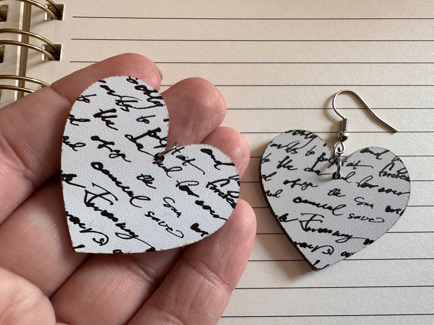 Notebook Earrings: Laser Cut Acrylic Writer Earrings, Handwriting, Stationery, Teacher, Back to School, Cursive, Best Gifts for Her/Him/Them