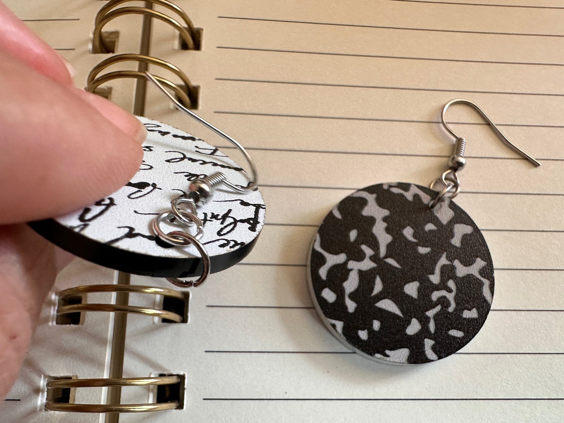 Notebook Earrings: Laser Cut Acrylic Writer Earrings, Handwriting, Stationery, Teacher, Back to School, Cursive, Best Gifts for Her/Him/Them