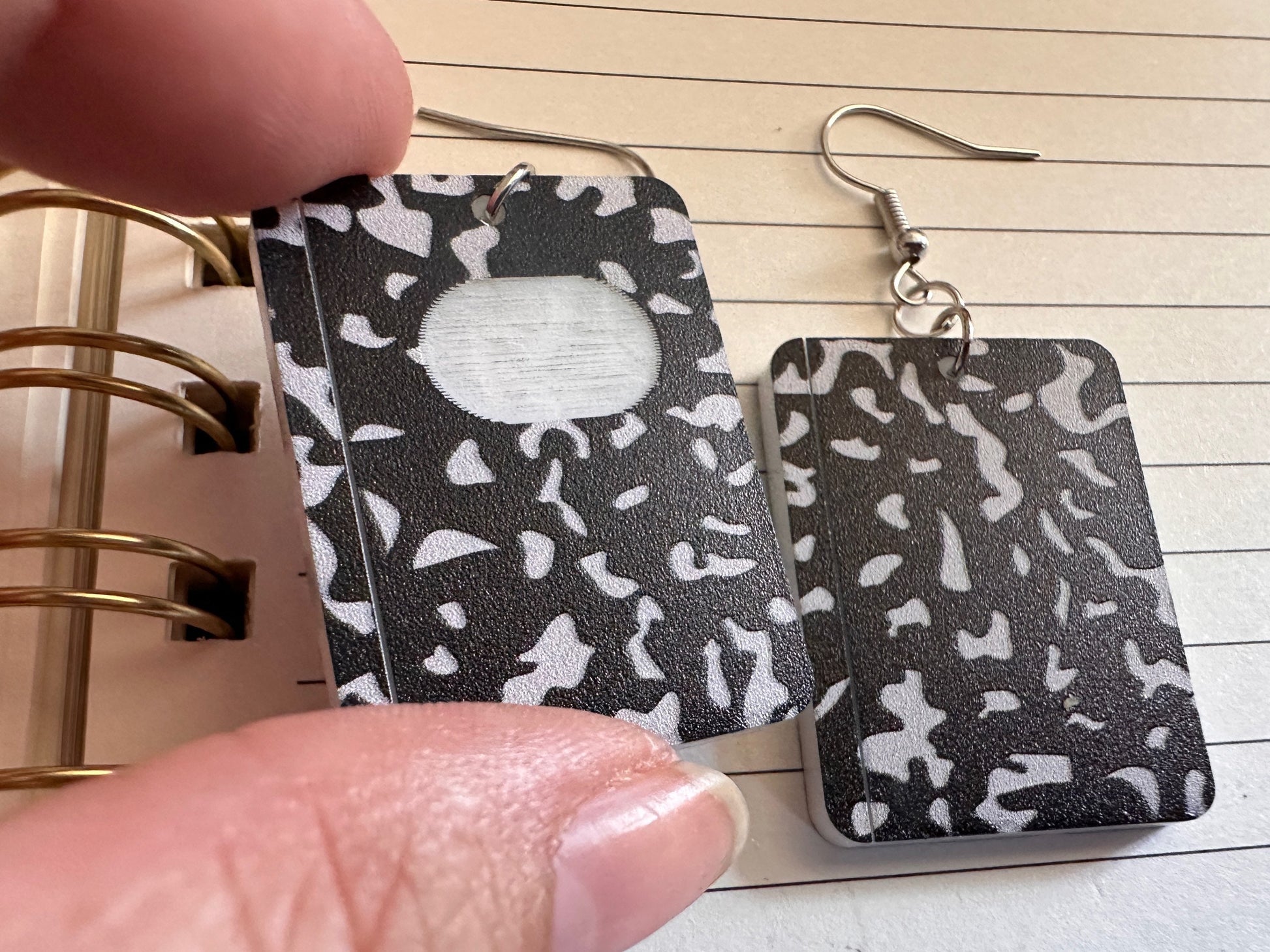 Notebook Earrings: Laser Cut Acrylic Writer Earrings, Handwriting, Stationery, Teacher, Back to School, Cursive, Best Gifts for Her/Him/Them