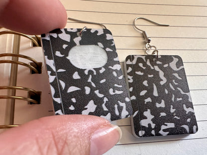 Notebook Earrings: Laser Cut Acrylic Writer Earrings, Handwriting, Stationery, Teacher, Back to School, Cursive, Best Gifts for Her/Him/Them