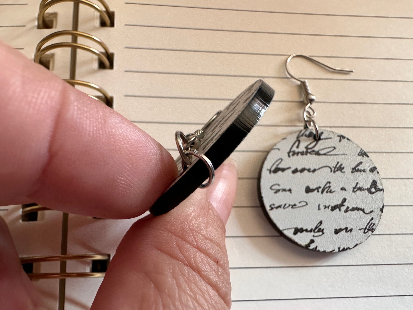 Notebook Earrings: Laser Cut Acrylic Writer Earrings, Handwriting, Stationery, Teacher, Back to School, Cursive, Best Gifts for Her/Him/Them