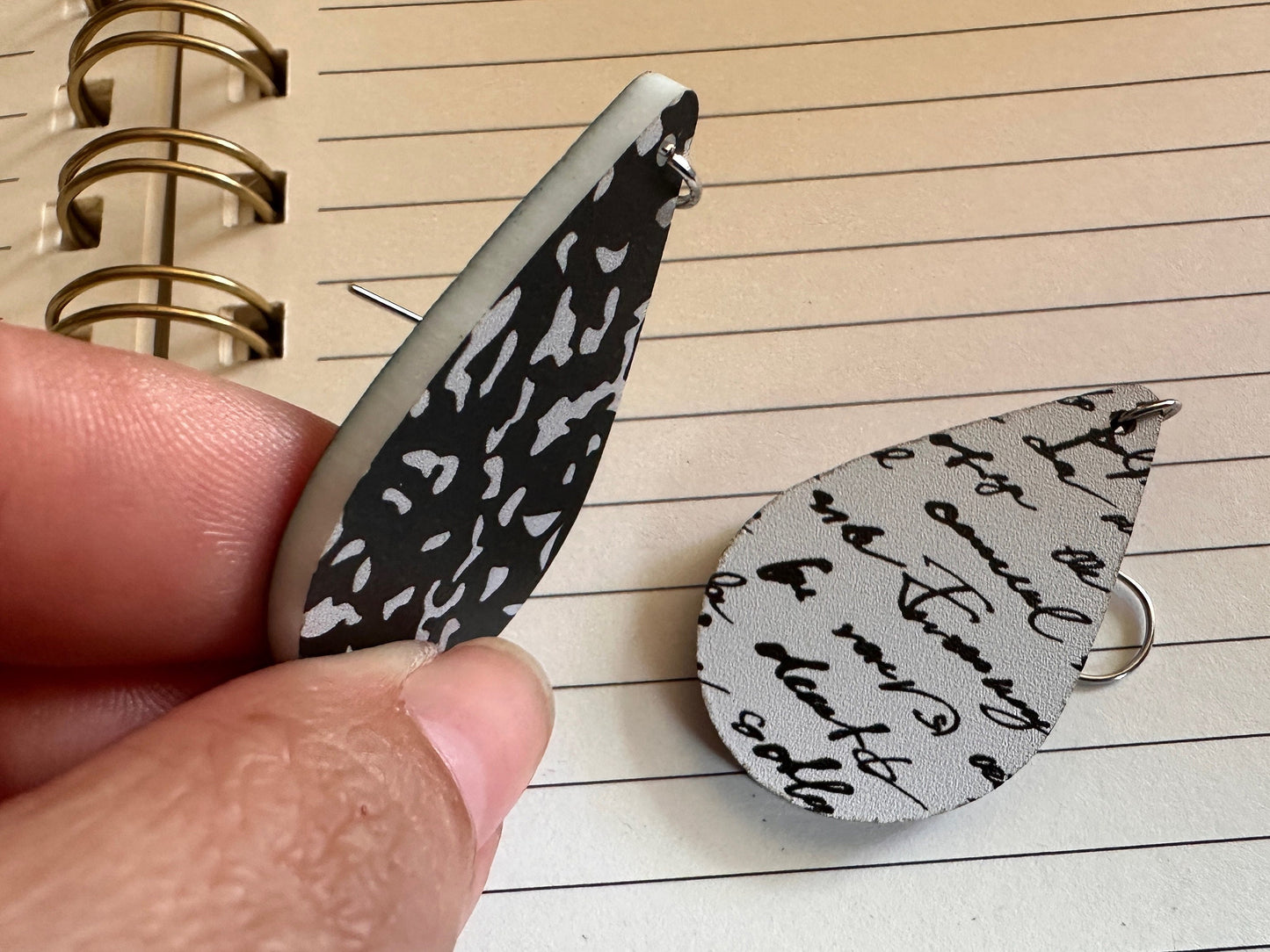 Notebook Earrings: Laser Cut Acrylic Writer Earrings, Handwriting, Stationery, Teacher, Back to School, Cursive, Best Gifts for Her/Him/Them