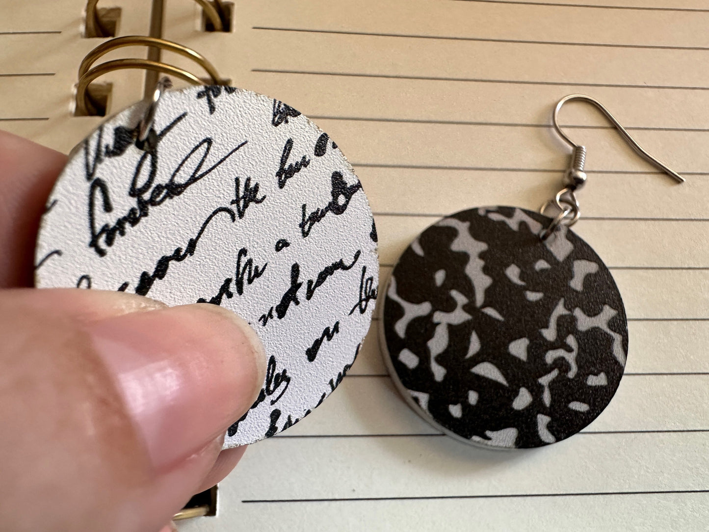 Notebook Earrings: Laser Cut Acrylic Writer Earrings, Handwriting, Stationery, Teacher, Back to School, Cursive, Best Gifts for Her/Him/Them