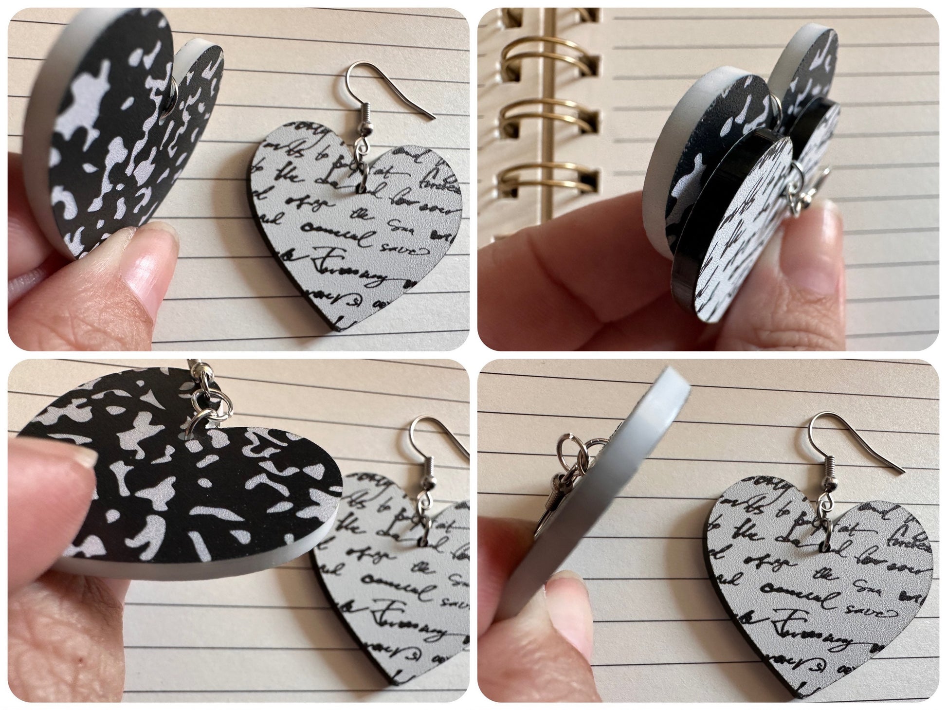 Notebook Earrings: Laser Cut Acrylic Writer Earrings, Handwriting, Stationery, Teacher, Back to School, Cursive, Best Gifts for Her/Him/Them
