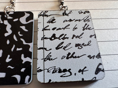 Notebook Earrings: Laser Cut Acrylic Writer Earrings, Handwriting, Stationery, Teacher, Back to School, Cursive, Best Gifts for Her/Him/Them