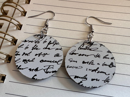 Notebook Earrings: Laser Cut Acrylic Writer Earrings, Handwriting, Stationery, Teacher, Back to School, Cursive, Best Gifts for Her/Him/Them