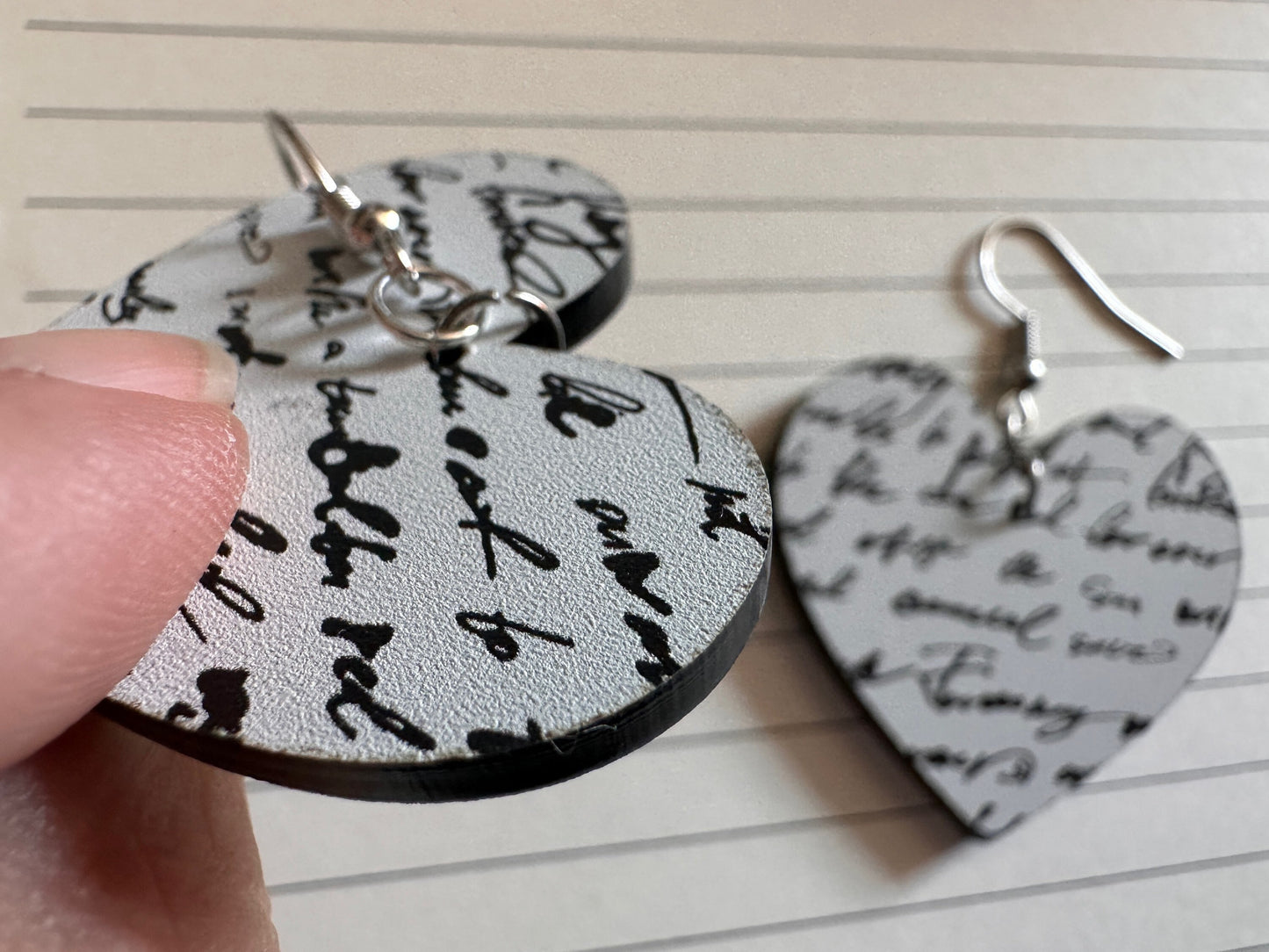Notebook Earrings: Laser Cut Acrylic Writer Earrings, Handwriting, Stationery, Teacher, Back to School, Cursive, Best Gifts for Her/Him/Them