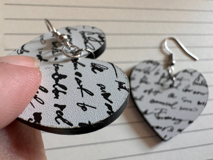 Notebook Earrings: Laser Cut Acrylic Writer Earrings, Handwriting, Stationery, Teacher, Back to School, Cursive, Best Gifts for Her/Him/Them