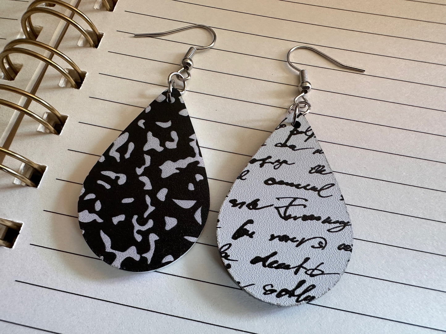 Notebook Earrings: Laser Cut Acrylic Writer Earrings, Handwriting, Stationery, Teacher, Back to School, Cursive, Best Gifts for Her/Him/Them
