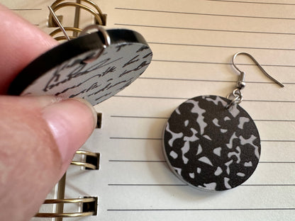 Notebook Earrings: Laser Cut Acrylic Writer Earrings, Handwriting, Stationery, Teacher, Back to School, Cursive, Best Gifts for Her/Him/Them