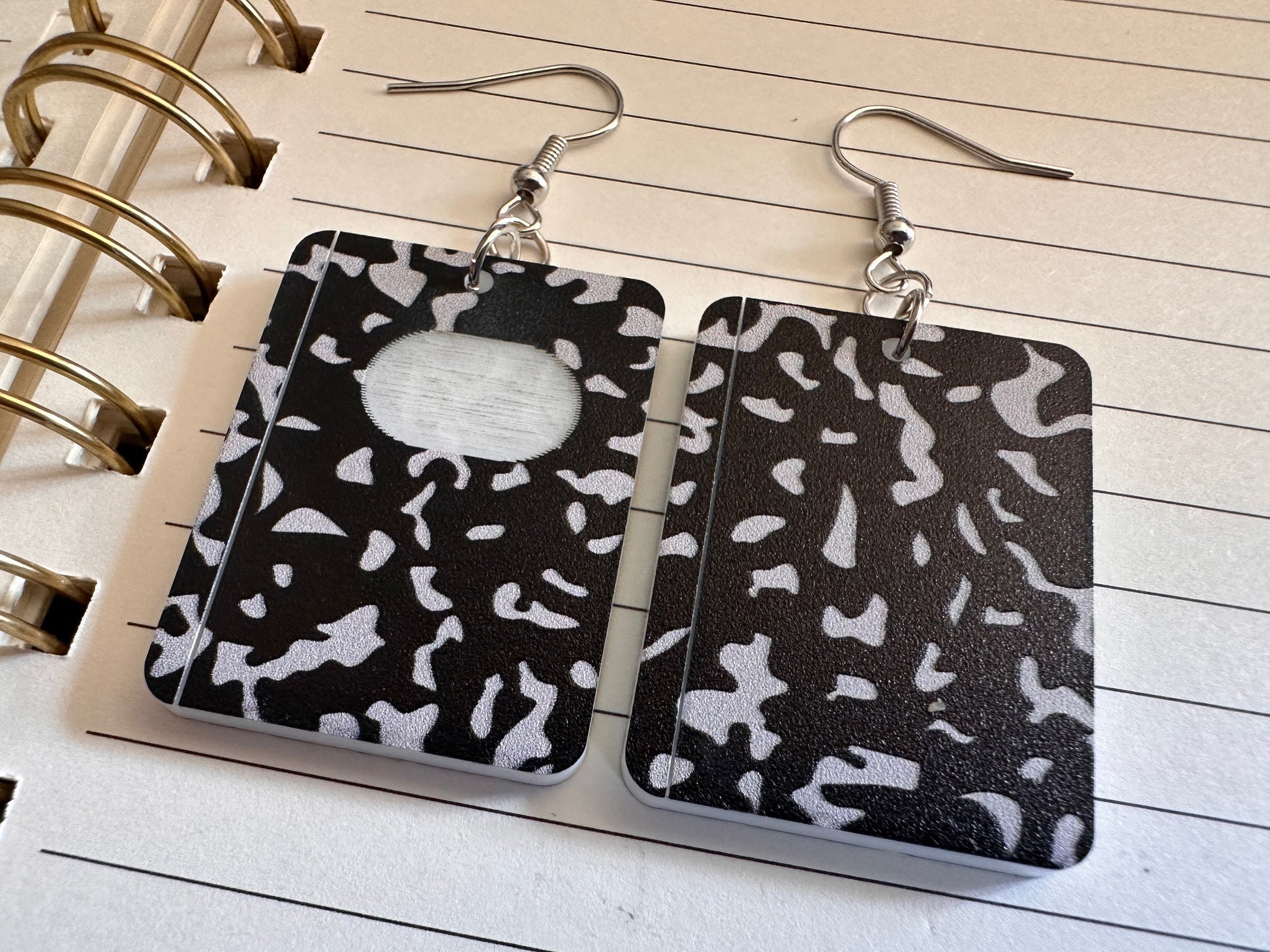 Notebook Earrings: Laser Cut Acrylic Writer Earrings, Handwriting, Stationery, Teacher, Back to School, Cursive, Best Gifts for Her/Him/Them