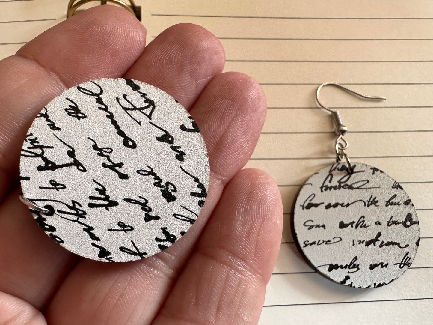 Notebook Earrings: Laser Cut Acrylic Writer Earrings, Handwriting, Stationery, Teacher, Back to School, Cursive, Best Gifts for Her/Him/Them