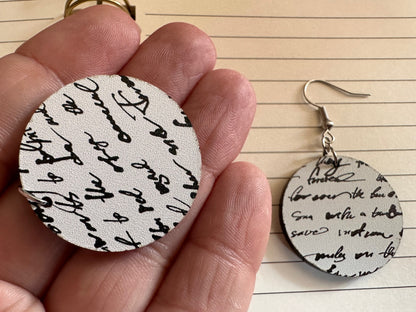 Notebook Earrings: Laser Cut Acrylic Writer Earrings, Handwriting, Stationery, Teacher, Back to School, Cursive, Best Gifts for Her/Him/Them