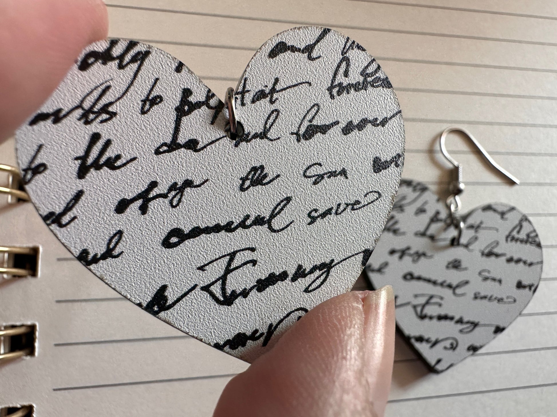 Notebook Earrings: Laser Cut Acrylic Writer Earrings, Handwriting, Stationery, Teacher, Back to School, Cursive, Best Gifts for Her/Him/Them