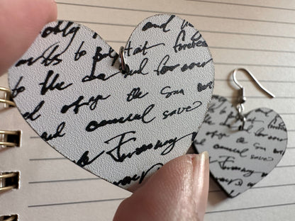 Notebook Earrings: Laser Cut Acrylic Writer Earrings, Handwriting, Stationery, Teacher, Back to School, Cursive, Best Gifts for Her/Him/Them