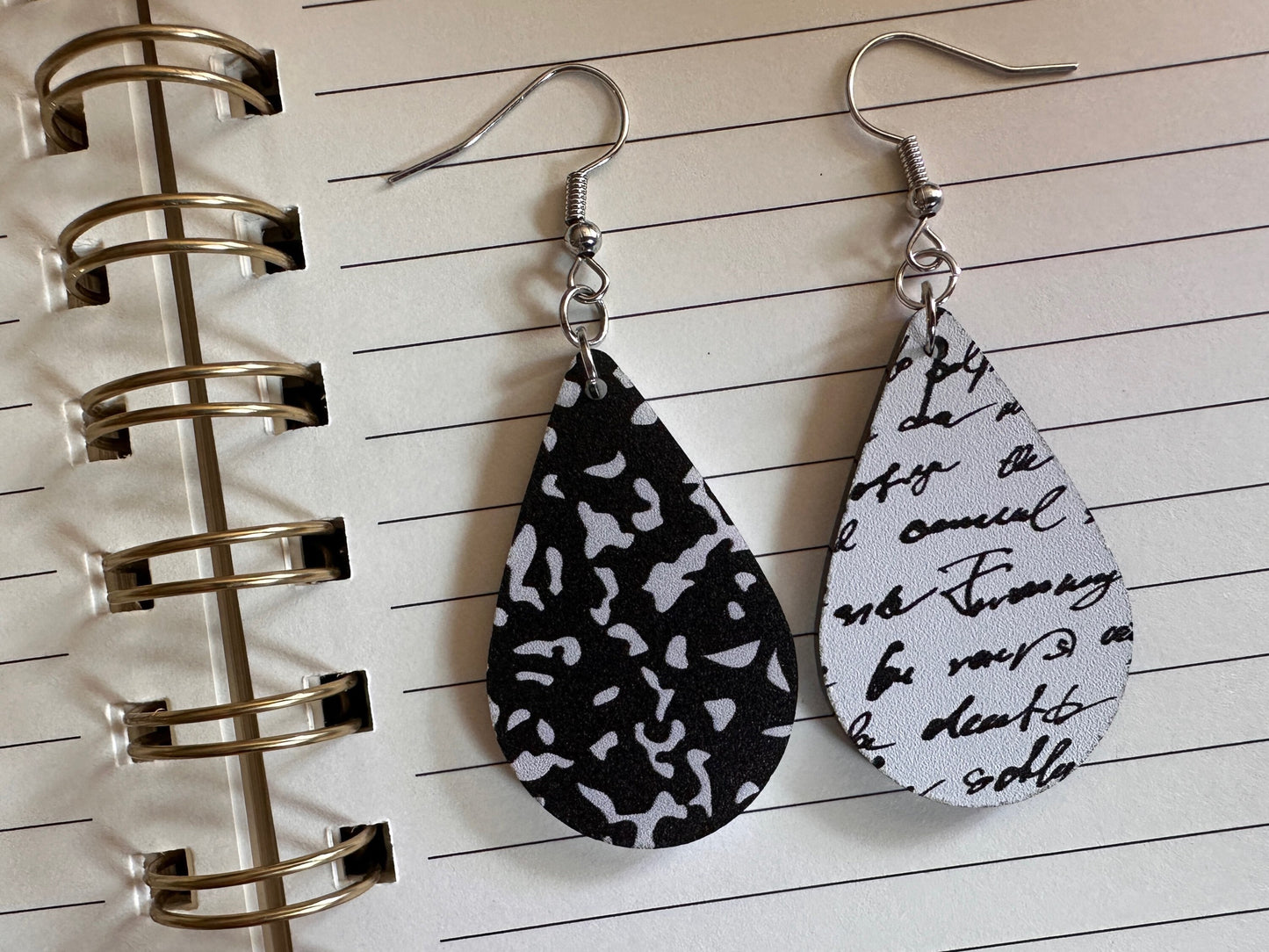 Notebook Earrings: Laser Cut Acrylic Writer Earrings, Handwriting, Stationery, Teacher, Back to School, Cursive, Best Gifts for Her/Him/Them