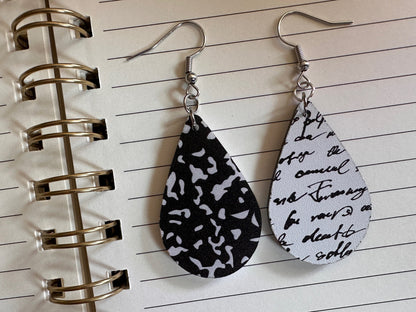 Notebook Earrings: Laser Cut Acrylic Writer Earrings, Handwriting, Stationery, Teacher, Back to School, Cursive, Best Gifts for Her/Him/Them