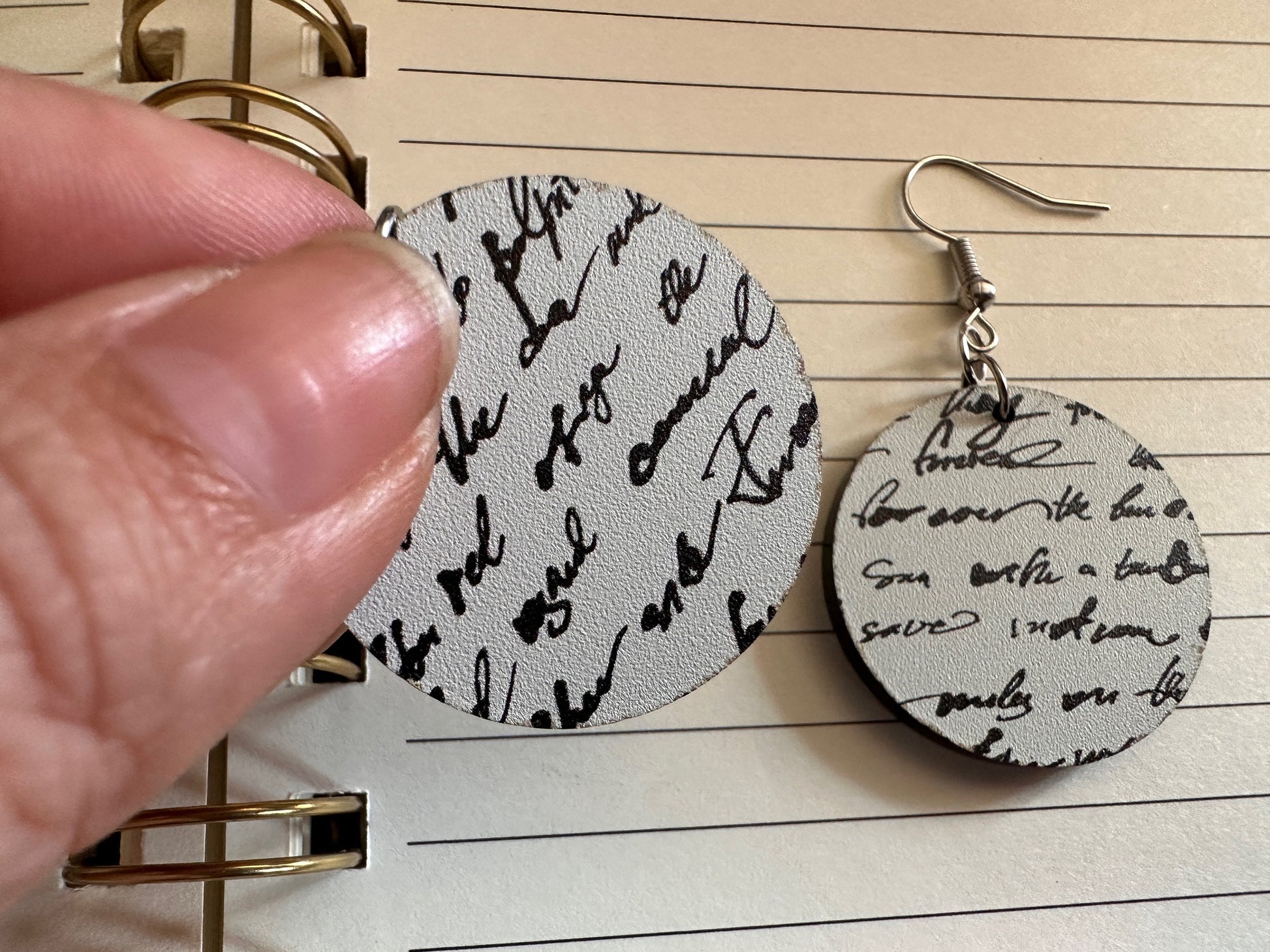 Notebook Earrings: Laser Cut Acrylic Writer Earrings, Handwriting, Stationery, Teacher, Back to School, Cursive, Best Gifts for Her/Him/Them