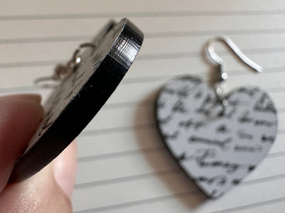 Notebook Earrings: Laser Cut Acrylic Writer Earrings, Handwriting, Stationery, Teacher, Back to School, Cursive, Best Gifts for Her/Him/Them