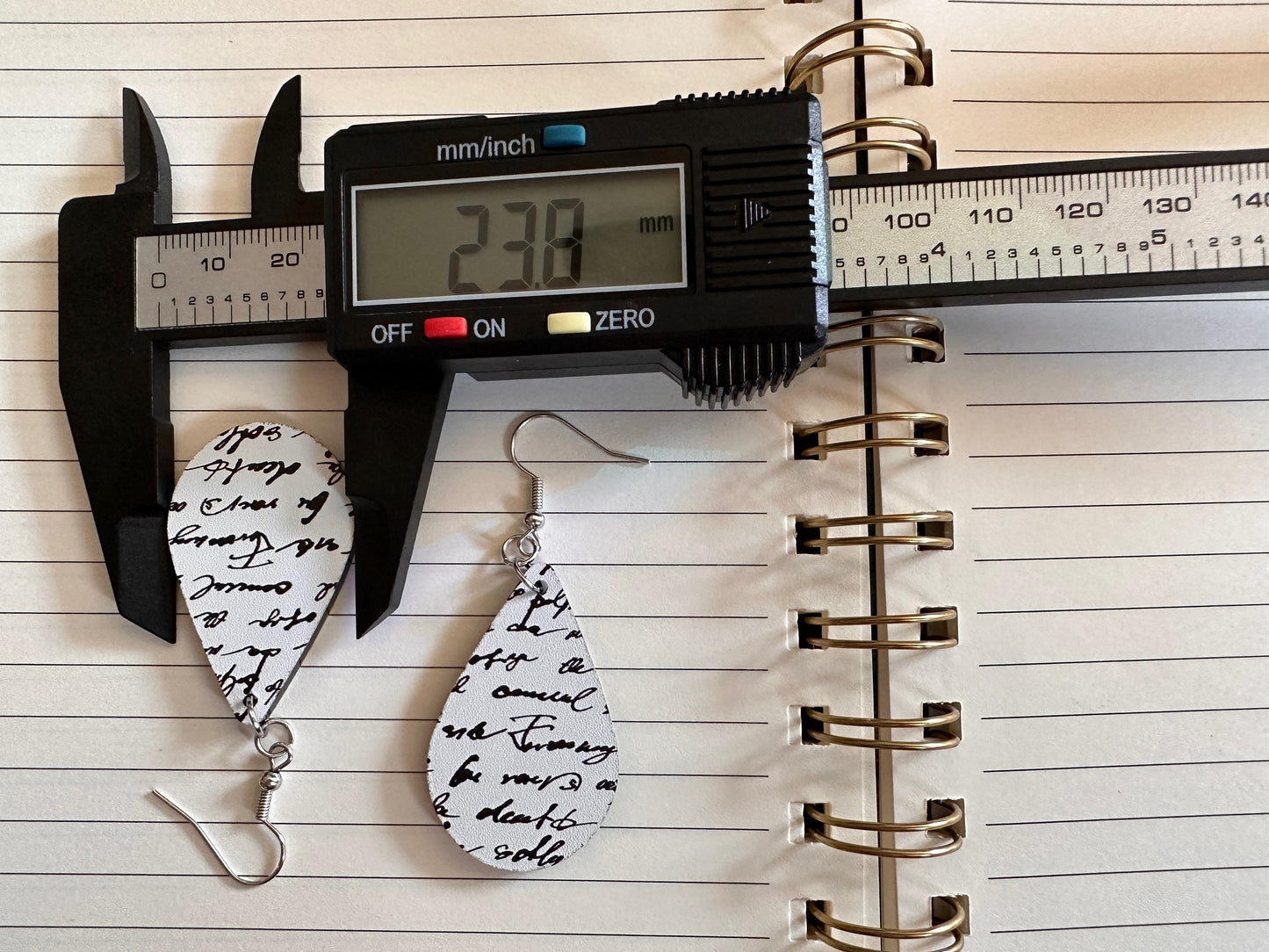 Notebook Earrings: Laser Cut Acrylic Writer Earrings, Handwriting, Stationery, Teacher, Back to School, Cursive, Best Gifts for Her/Him/Them