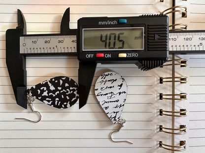 Notebook Earrings: Laser Cut Acrylic Writer Earrings, Handwriting, Stationery, Teacher, Back to School, Cursive, Best Gifts for Her/Him/Them