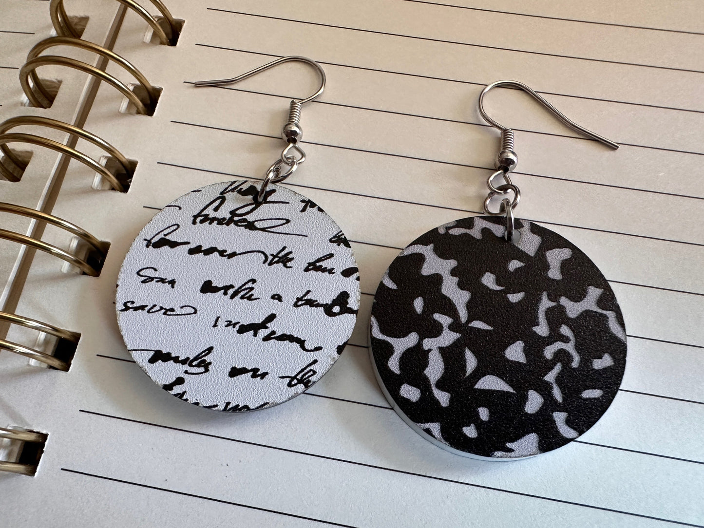 Notebook Earrings: Laser Cut Acrylic Writer Earrings, Handwriting, Stationery, Teacher, Back to School, Cursive, Best Gifts for Her/Him/Them