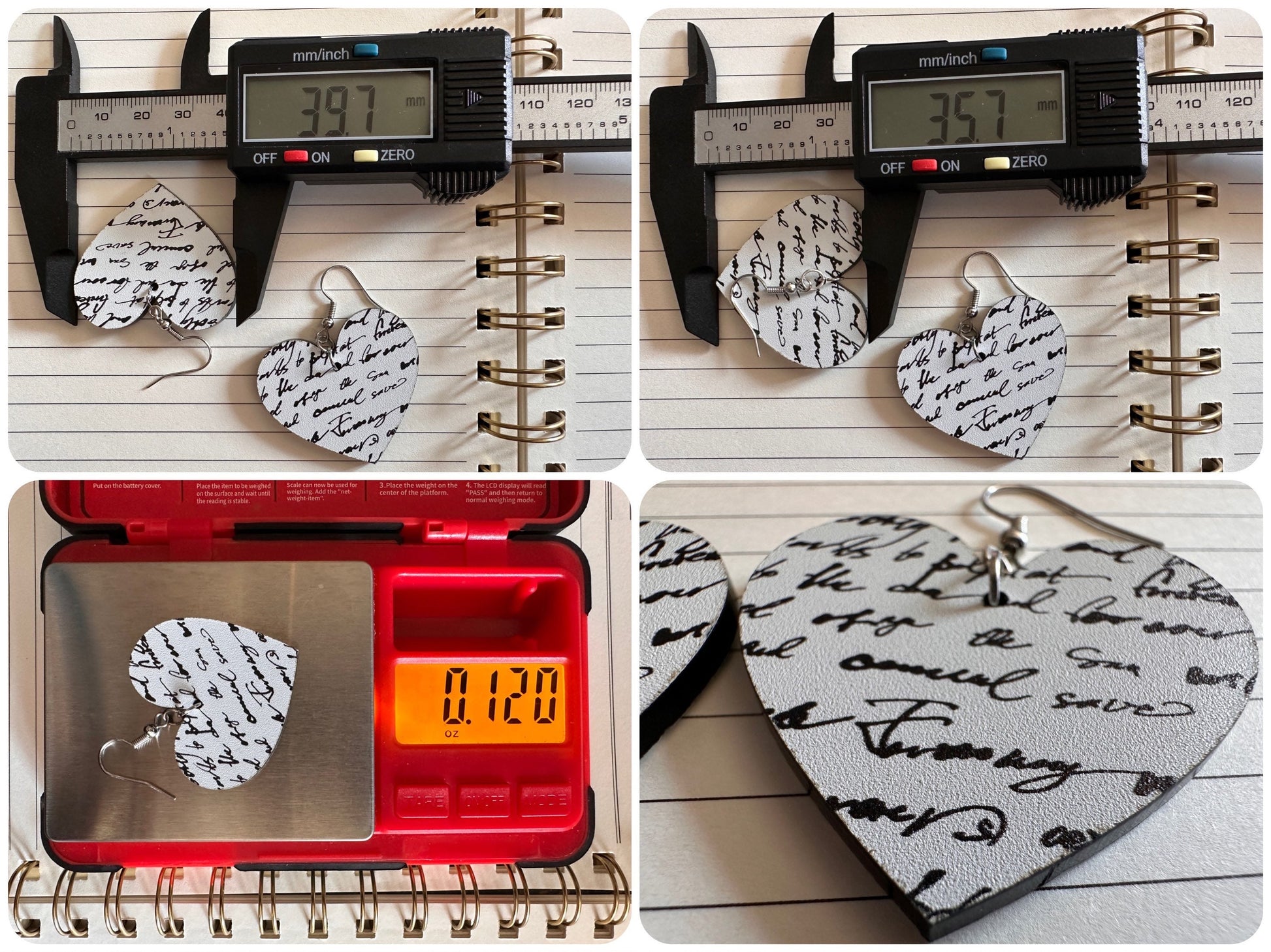 Notebook Earrings: Laser Cut Acrylic Writer Earrings, Handwriting, Stationery, Teacher, Back to School, Cursive, Best Gifts for Her/Him/Them