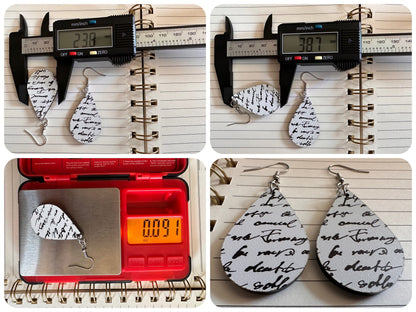 Notebook Earrings: Laser Cut Acrylic Writer Earrings, Handwriting, Stationery, Teacher, Back to School, Cursive, Best Gifts for Her/Him/Them