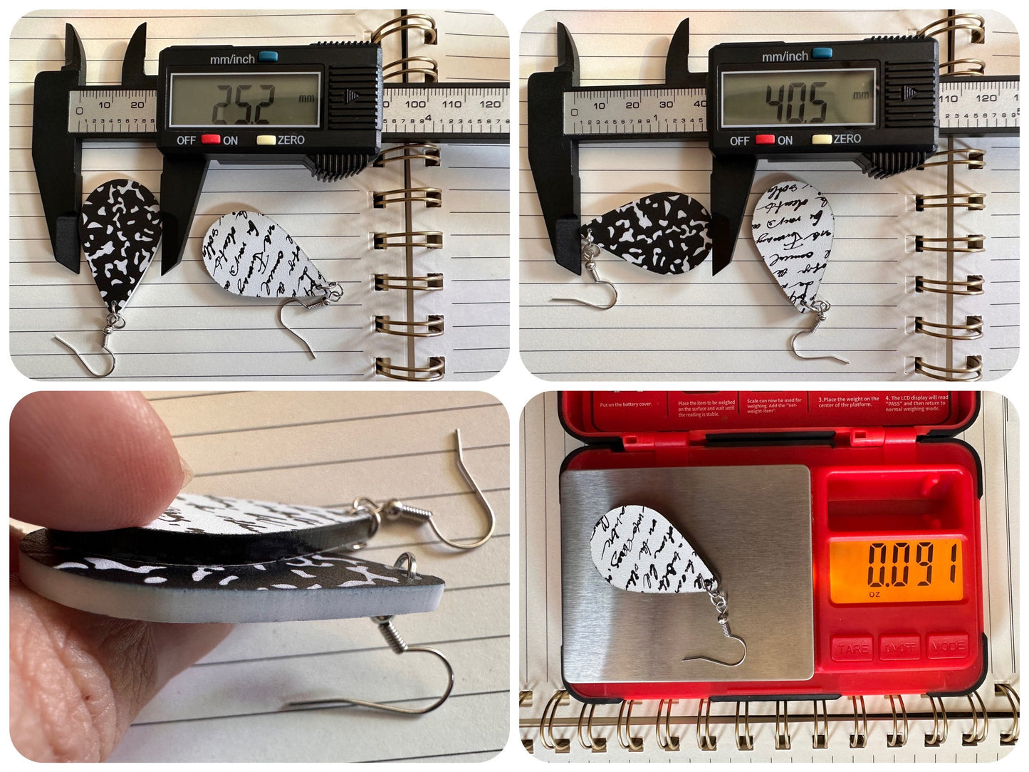 Notebook Earrings: Laser Cut Acrylic Writer Earrings, Handwriting, Stationery, Teacher, Back to School, Cursive, Best Gifts for Her/Him/Them