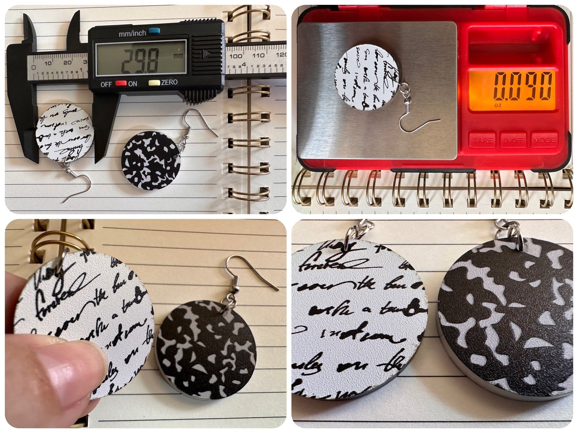 Notebook Earrings: Laser Cut Acrylic Writer Earrings, Handwriting, Stationery, Teacher, Back to School, Cursive, Best Gifts for Her/Him/Them