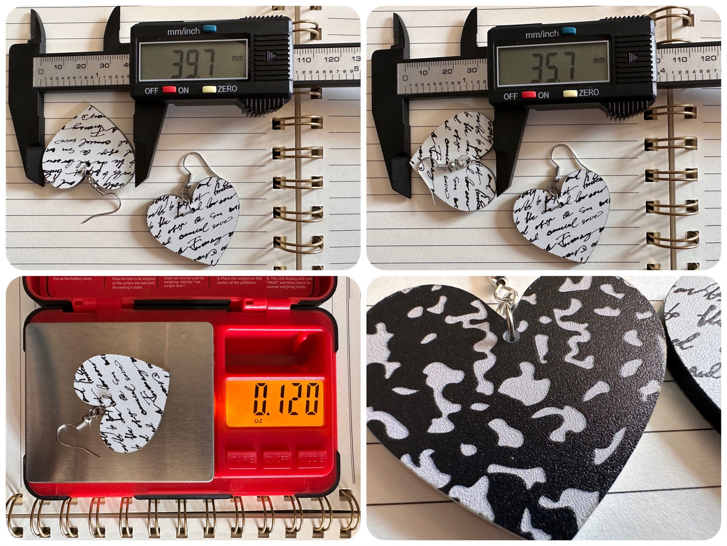 Notebook Earrings: Laser Cut Acrylic Writer Earrings, Handwriting, Stationery, Teacher, Back to School, Cursive, Best Gifts for Her/Him/Them