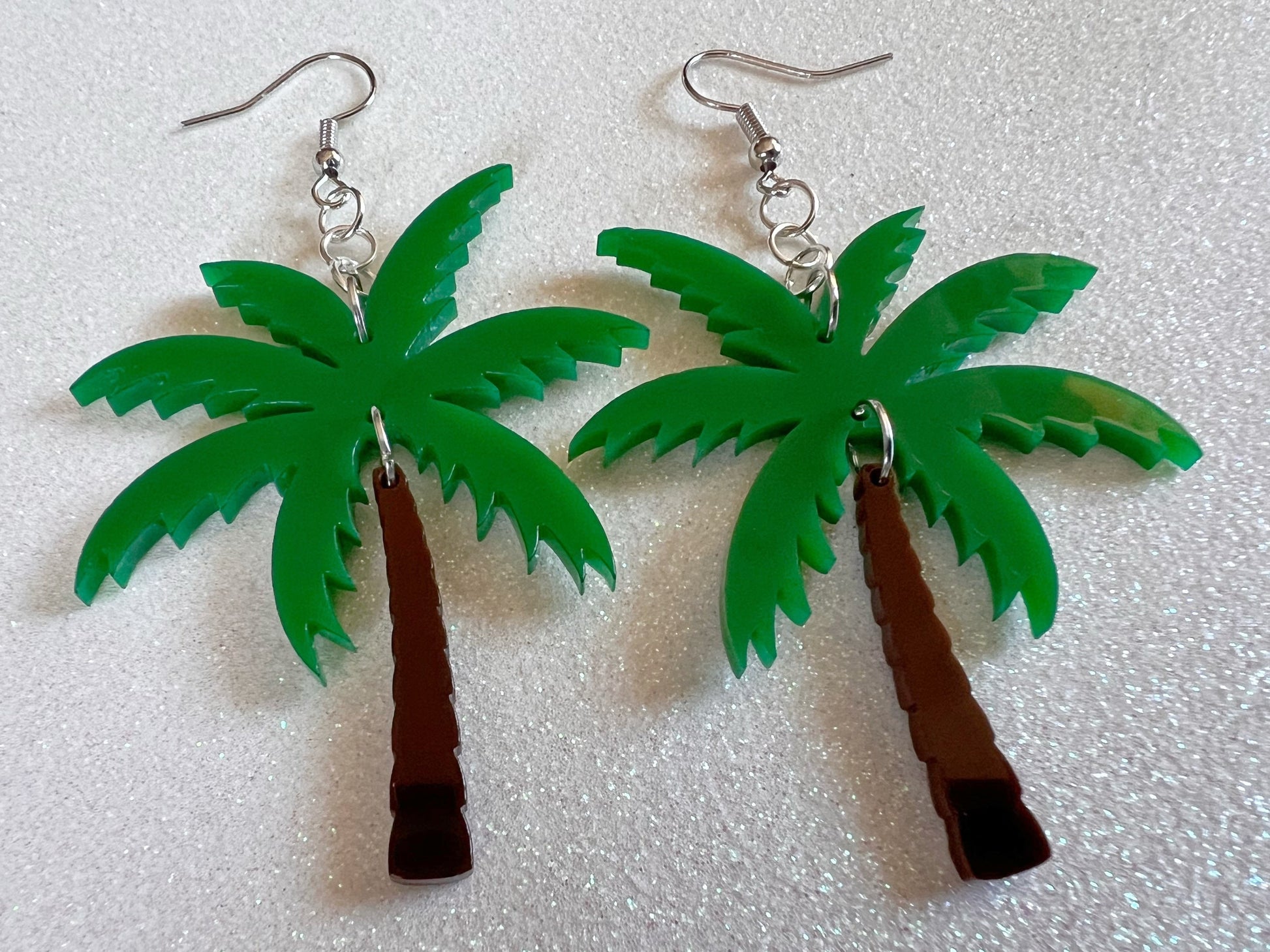 Novelty Palm Tree Earrings: Laser Cut Acrylic Palm Trees, Summer Vibes, Coconuts, Hawaii Beach, Costume Jewelry, Best Gifts for Her/Him/Them
