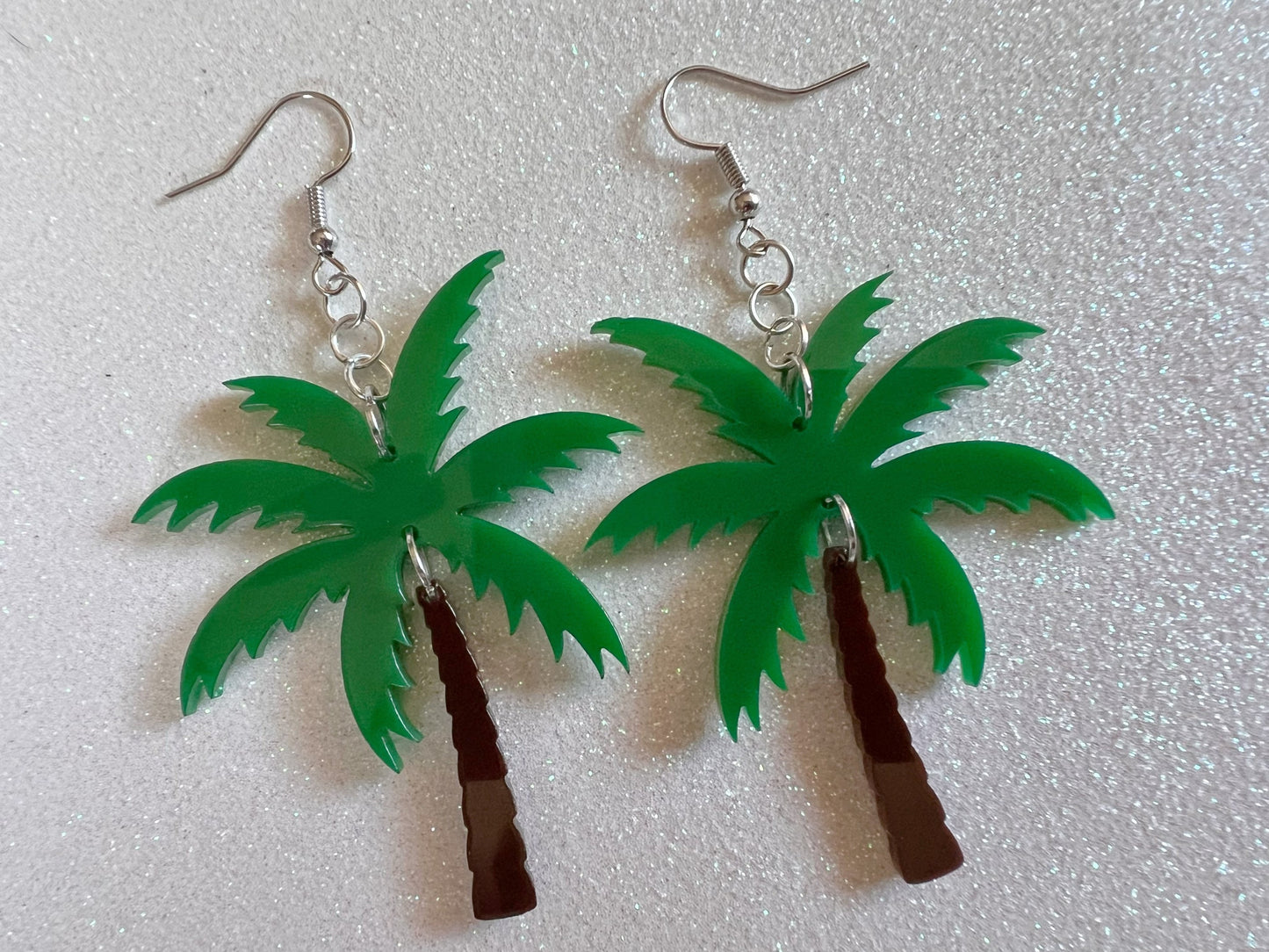 Novelty Palm Tree Earrings: Laser Cut Acrylic Palm Trees, Summer Vibes, Coconuts, Hawaii Beach, Costume Jewelry, Best Gifts for Her/Him/Them