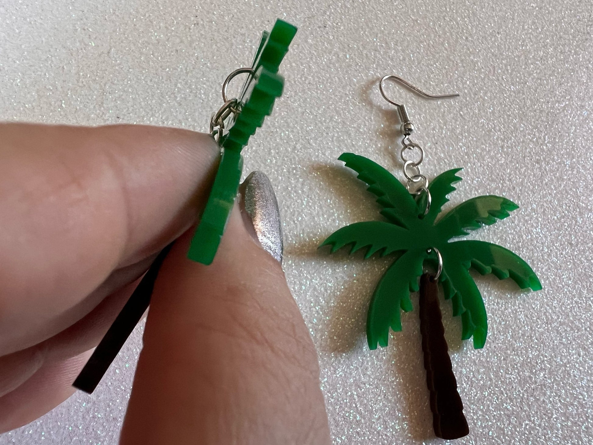 Novelty Palm Tree Earrings: Laser Cut Acrylic Palm Trees, Summer Vibes, Coconuts, Hawaii Beach, Costume Jewelry, Best Gifts for Her/Him/Them