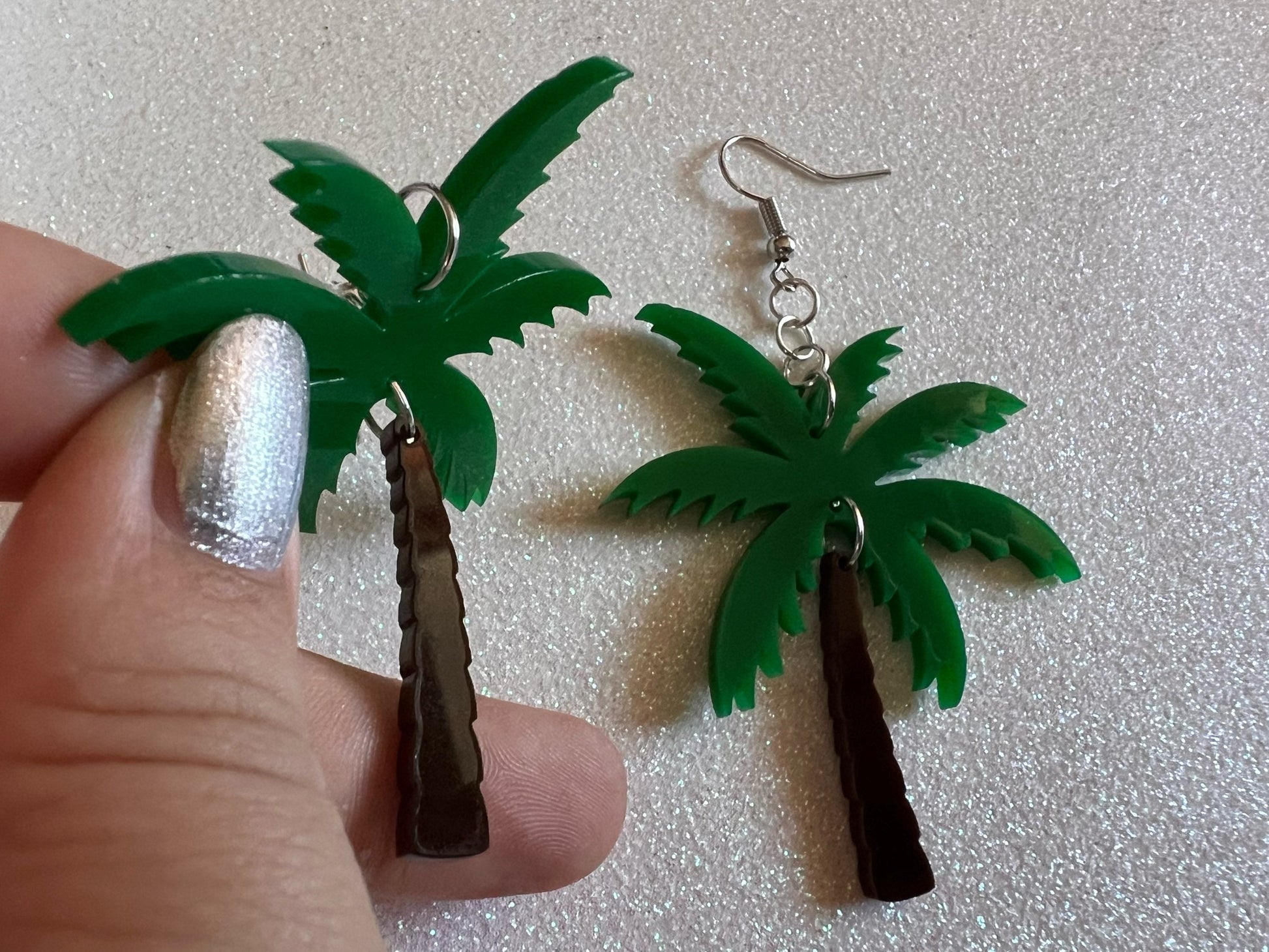 Novelty Palm Tree Earrings: Laser Cut Acrylic Palm Trees, Summer Vibes, Coconuts, Hawaii Beach, Costume Jewelry, Best Gifts for Her/Him/Them