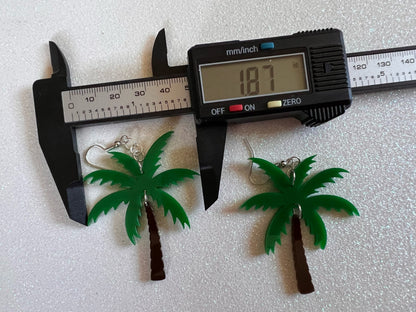 Novelty Palm Tree Earrings: Laser Cut Acrylic Palm Trees, Summer Vibes, Coconuts, Hawaii Beach, Costume Jewelry, Best Gifts for Her/Him/Them