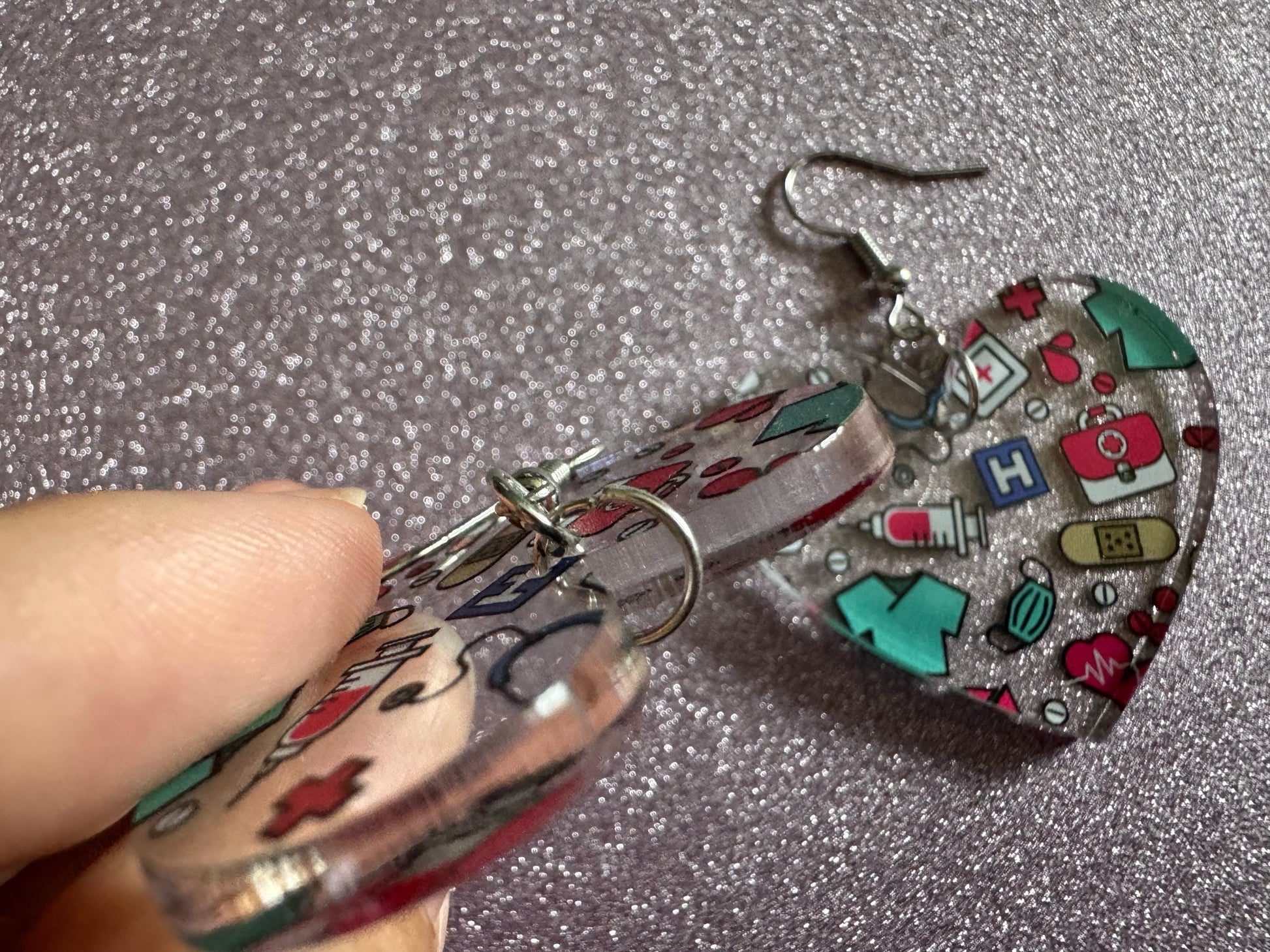 Nurse Earrings: Laser Cut Acrylic Hospital Theme Earrings, Medical, Heart Zone, Nurse, Doctor, Syringe, Bandaid, Best Gifts for Her/Him/Them
