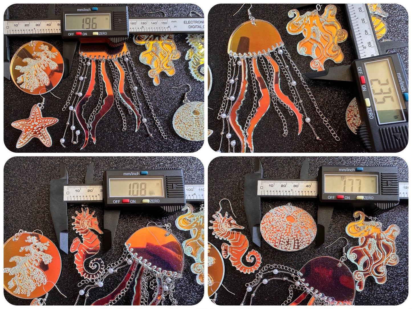 Ocean Creature Earrings: Laser Cut Acrylic Octopuses, Sea Urchins, Horses, Fish, Sea Dragons, Starfishes, Jellyfish, Gifts for Her/Him/Them