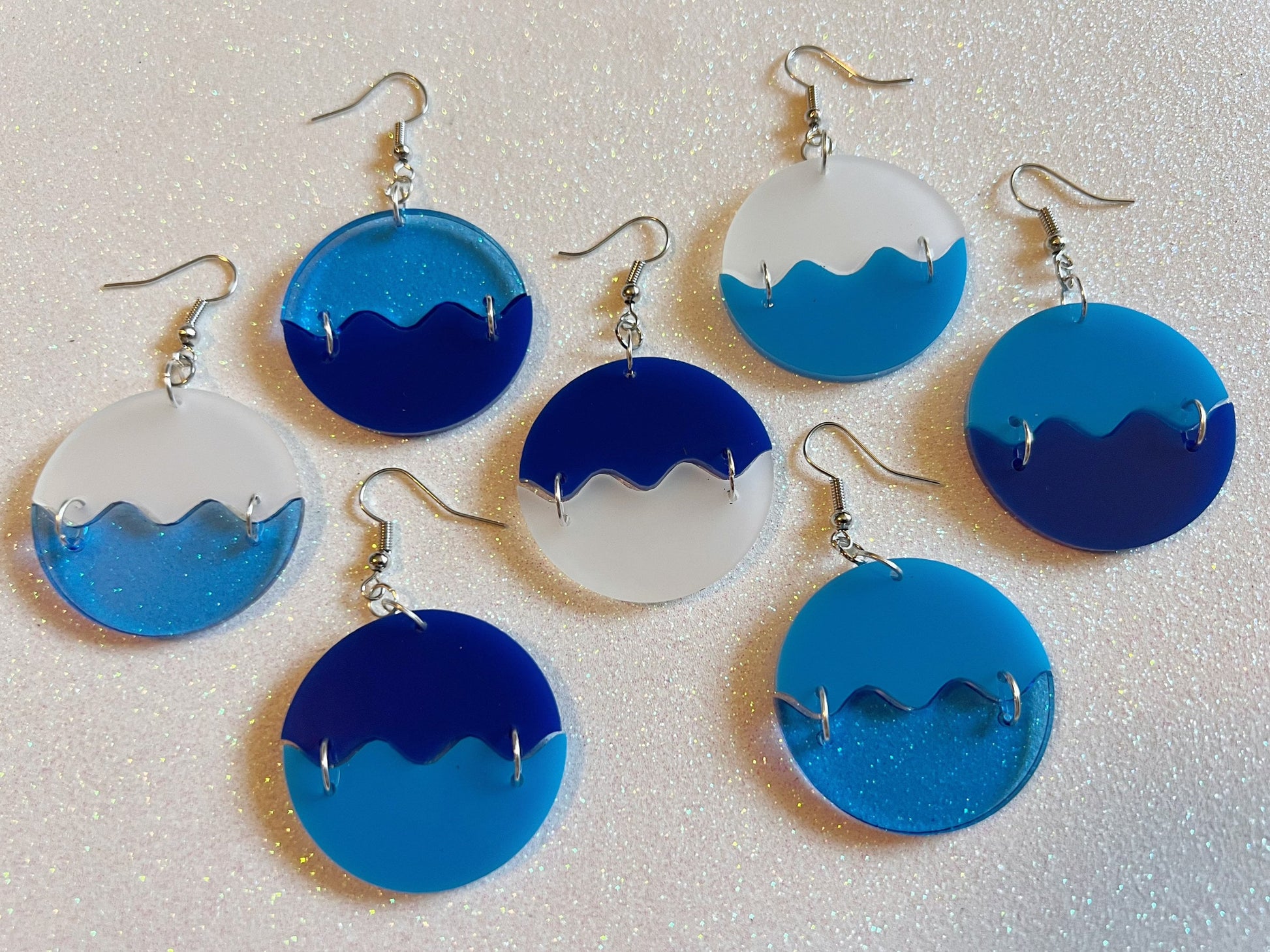 Ocean Wave Earrings: Laser Cut Acrylic Waves, Surfing, Waves, Vacation, Sea, Gifts for Her/Him/Them