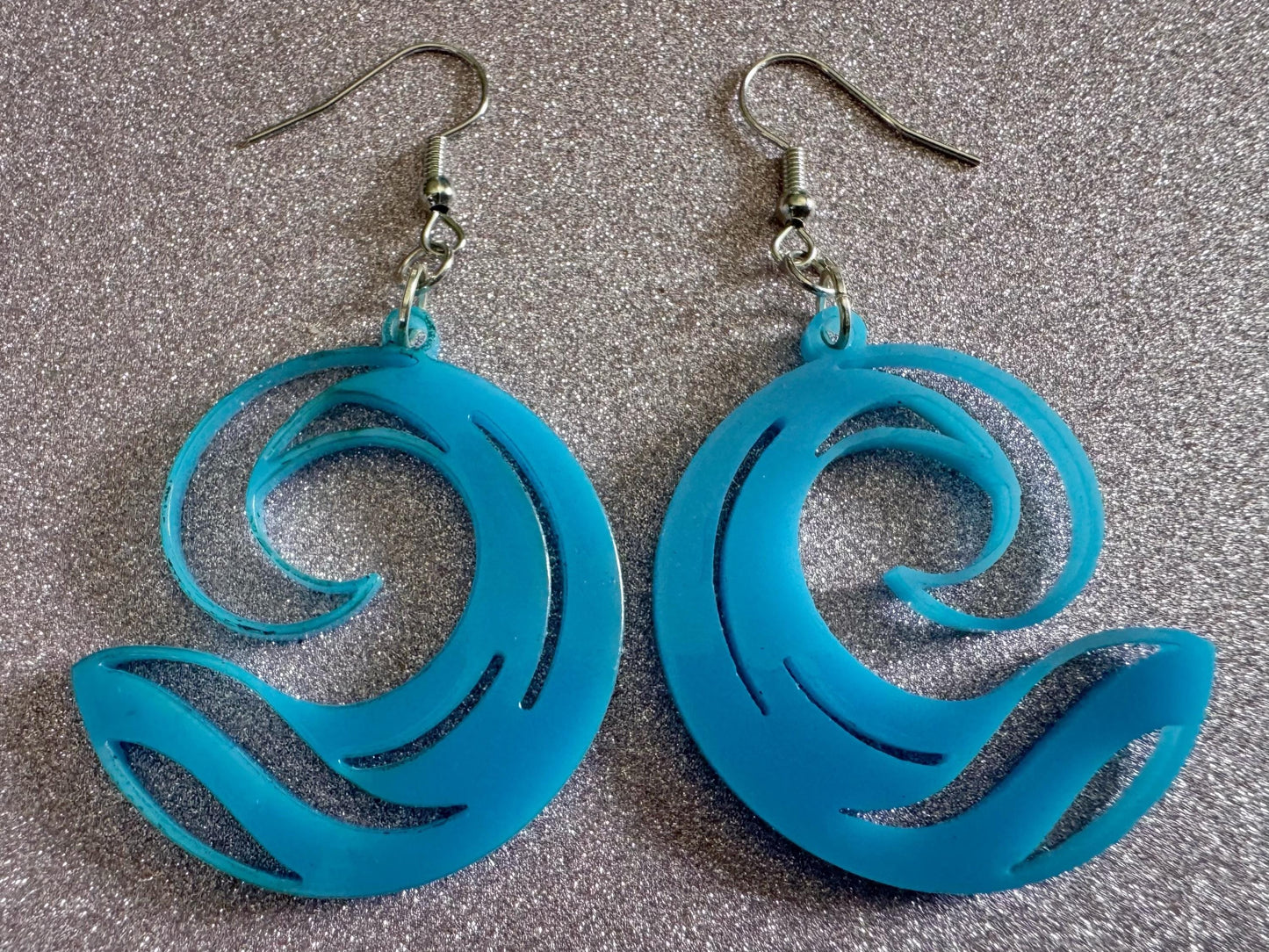 Ocean Wave Earrings: Laser Cut Acrylic Waves, Surfing, Waves, Vacation, Sea, Gifts for Her/Him/Them