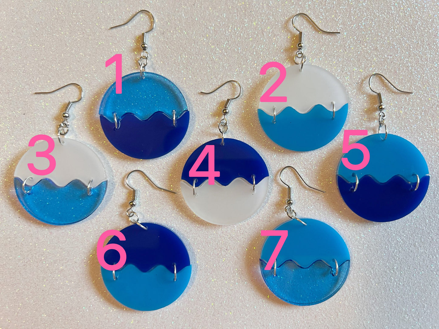 Ocean Wave Earrings: Laser Cut Acrylic Waves, Surfing, Waves, Vacation, Sea, Gifts for Her/Him/Them