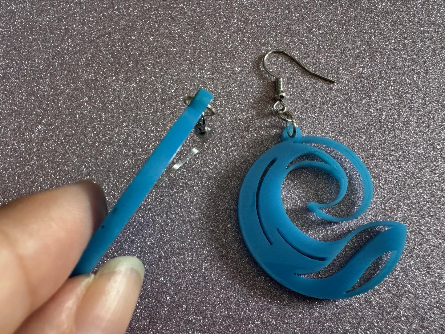 Ocean Wave Earrings: Laser Cut Acrylic Waves, Surfing, Waves, Vacation, Sea, Gifts for Her/Him/Them