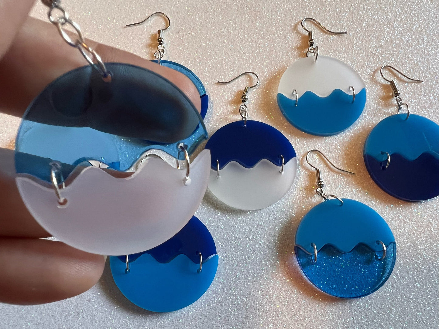 Ocean Wave Earrings: Laser Cut Acrylic Waves, Surfing, Waves, Vacation, Sea, Gifts for Her/Him/Them