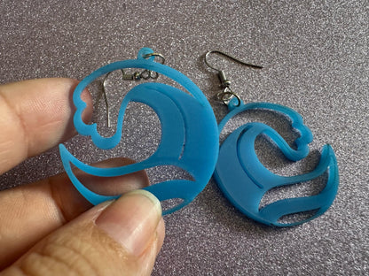 Ocean Wave Earrings: Laser Cut Acrylic Waves, Surfing, Waves, Vacation, Sea, Gifts for Her/Him/Them
