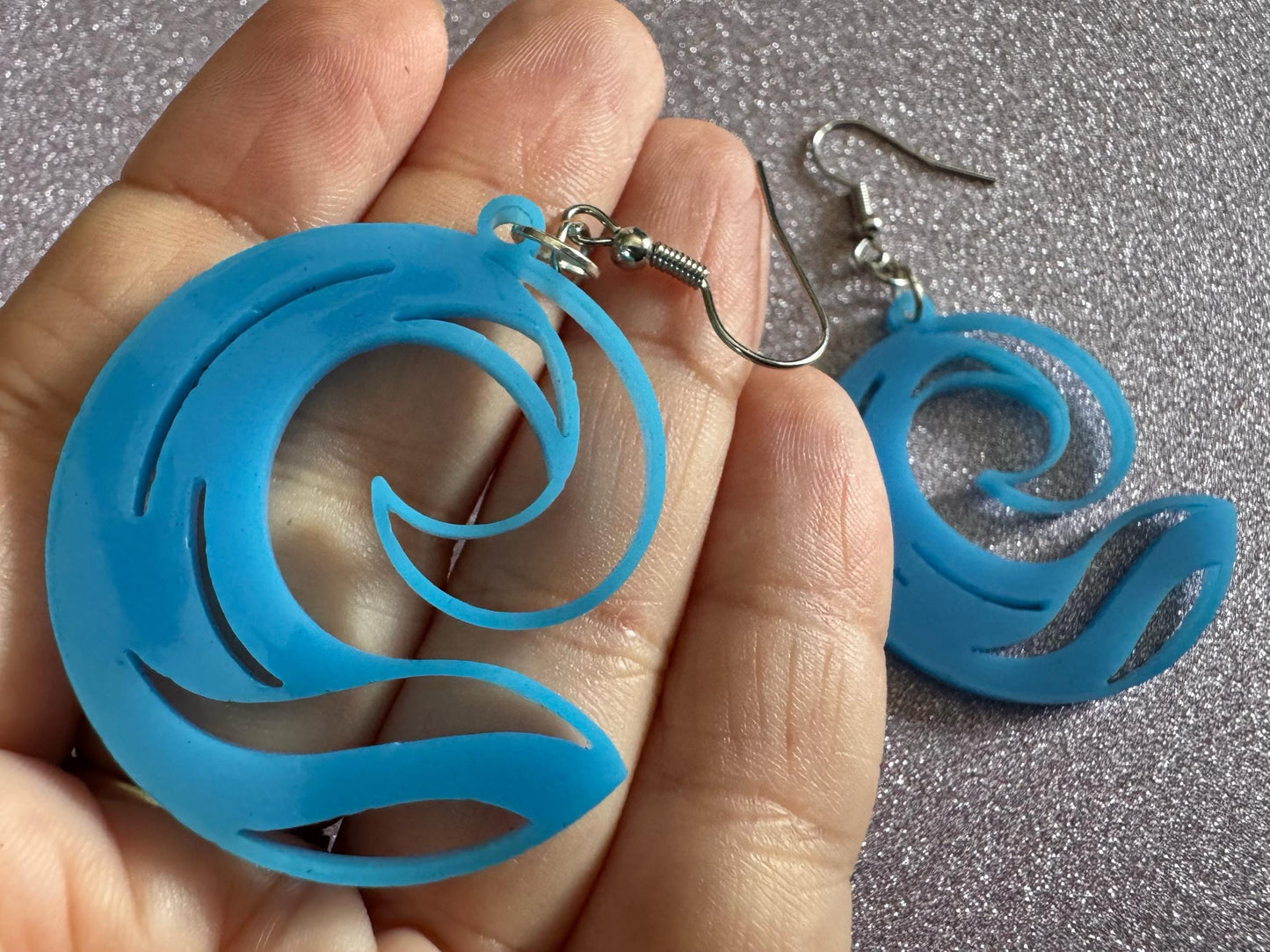 Ocean Wave Earrings: Laser Cut Acrylic Waves, Surfing, Waves, Vacation, Sea, Gifts for Her/Him/Them