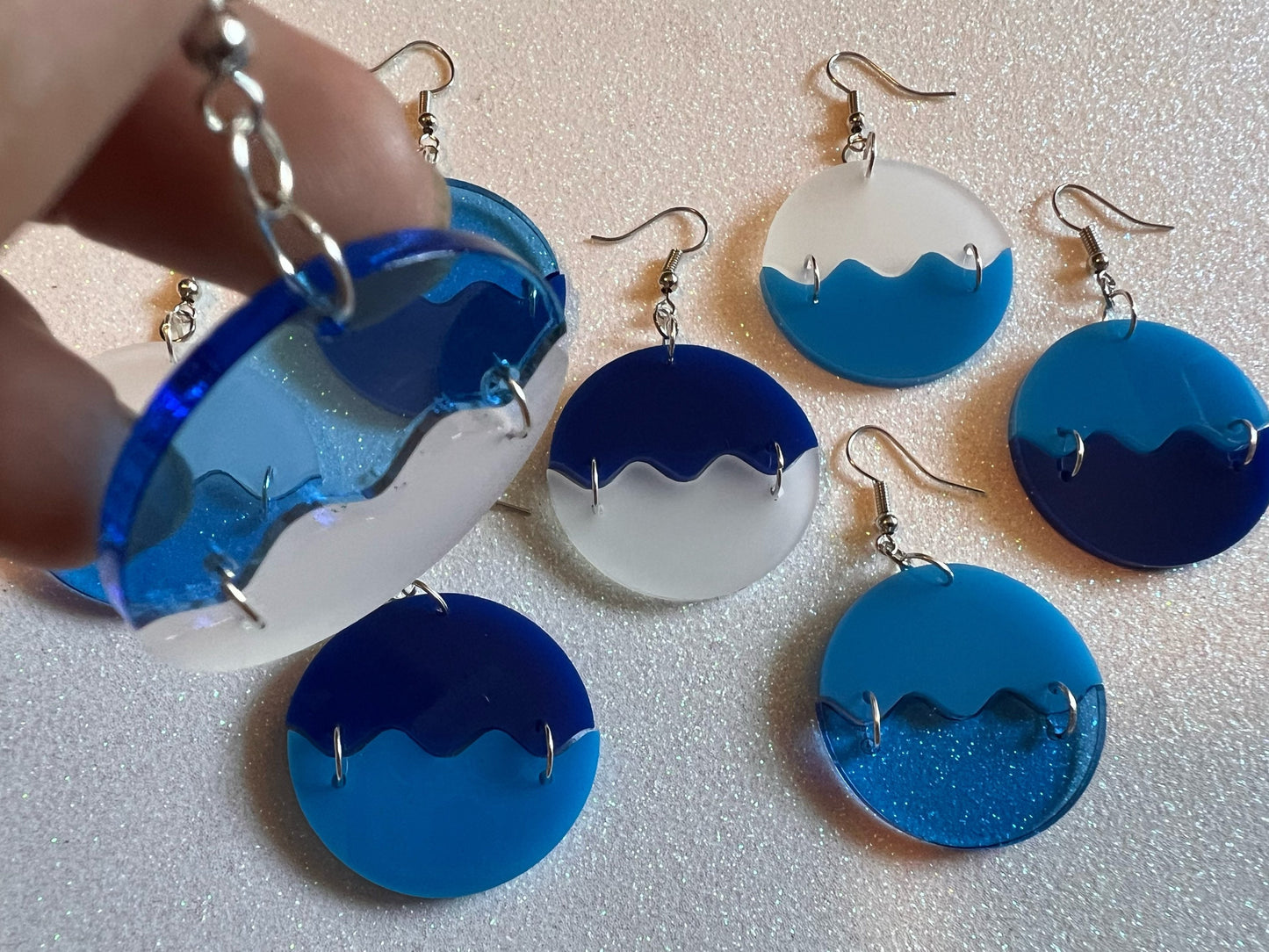 Ocean Wave Earrings: Laser Cut Acrylic Waves, Surfing, Waves, Vacation, Sea, Gifts for Her/Him/Them