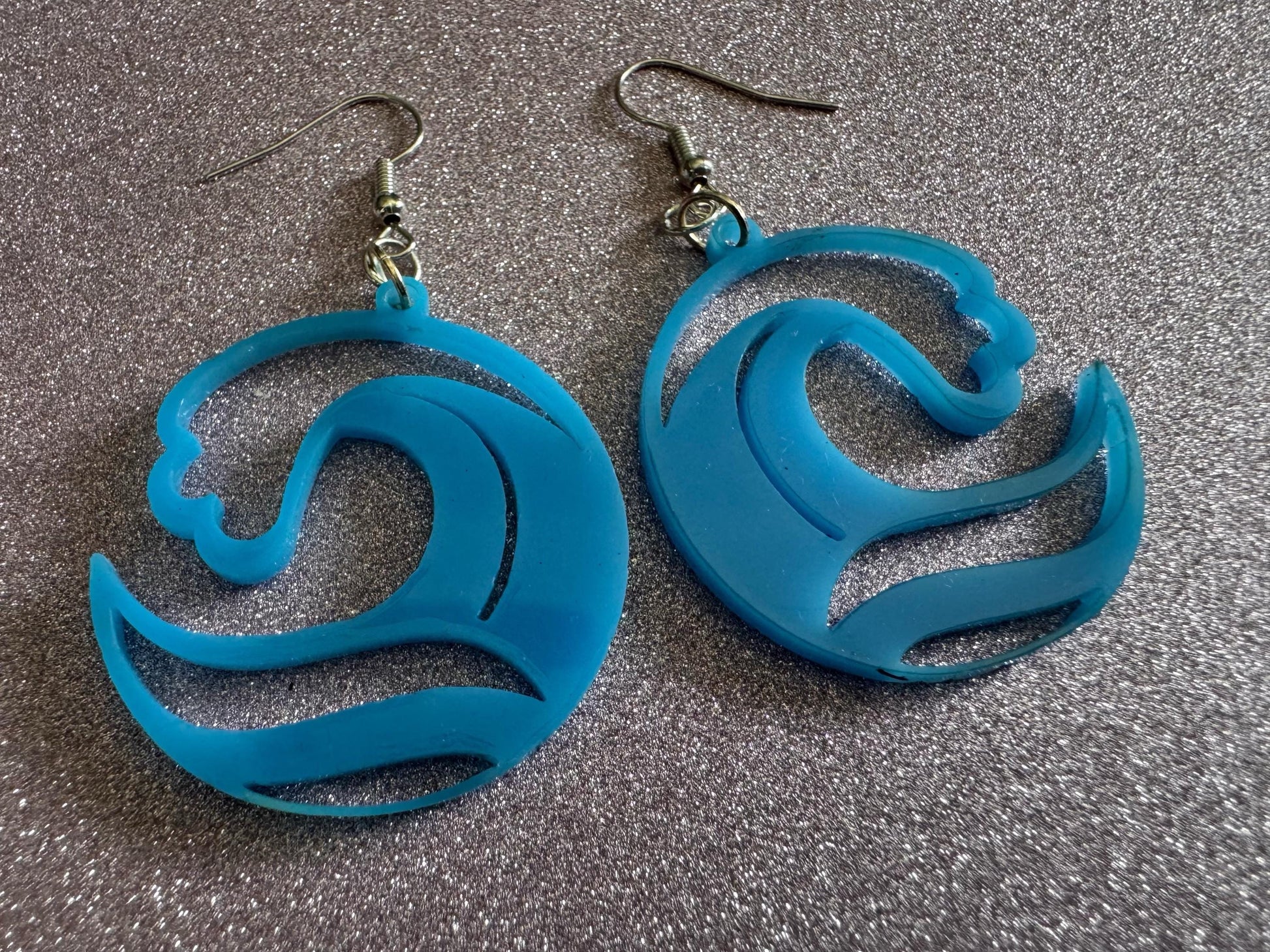Ocean Wave Earrings: Laser Cut Acrylic Waves, Surfing, Waves, Vacation, Sea, Gifts for Her/Him/Them
