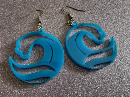Ocean Wave Earrings: Laser Cut Acrylic Waves, Surfing, Waves, Vacation, Sea, Gifts for Her/Him/Them