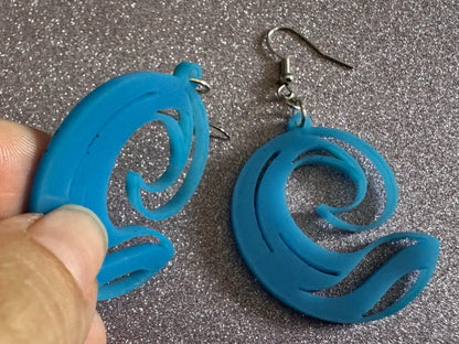 Ocean Wave Earrings: Laser Cut Acrylic Waves, Surfing, Waves, Vacation, Sea, Gifts for Her/Him/Them